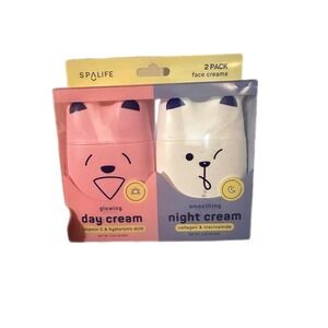SpaLife 2 Pack Face‎ Creams Day Night Glowing Smoothing Bear Design